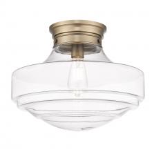  0508-LSF MBS-CLR - Ingalls Large Semi-Flush in Modern Brass and Clear Glass Shade